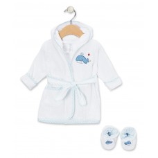 Spasilk Kit Robe de Banho Infantil com Sapatinhos Baleia 0-9 Meses